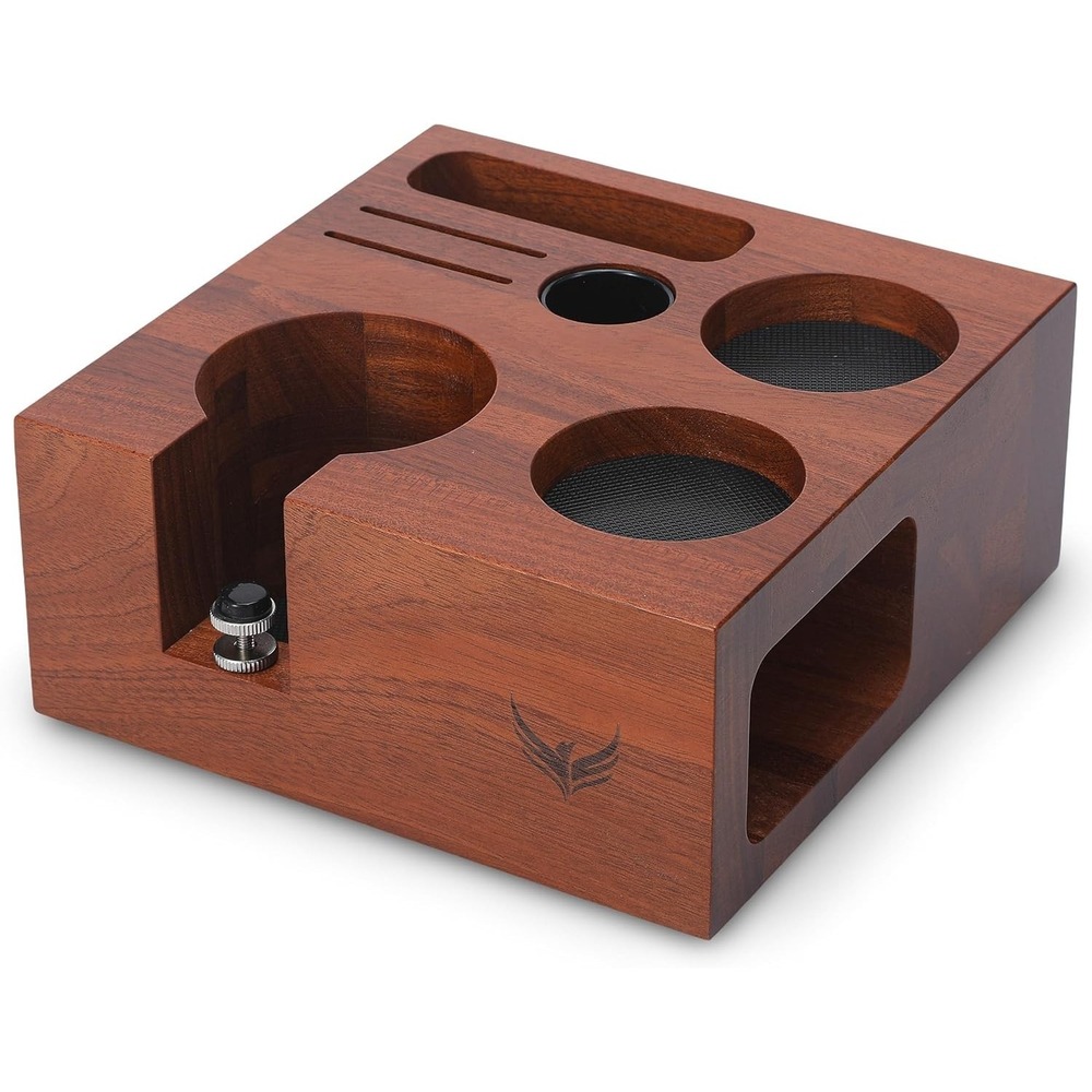 KNODOS 54mm Espresso Tamping Station Wood Tamper Holder Portafilter Stand